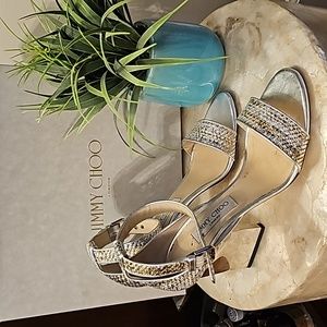 Jimmy Choo Edna Silver Mix Sandals
